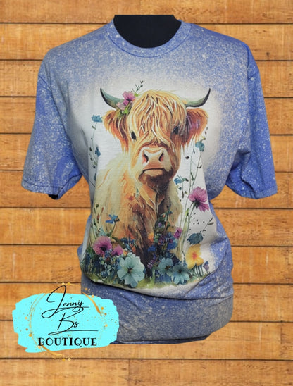 Bleached Floral cow T-Shirt