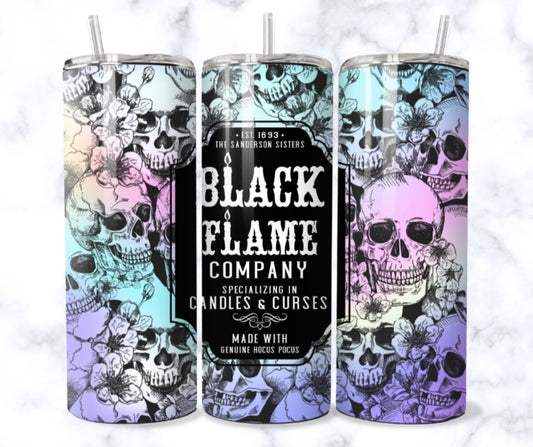 Pastel Black Flame Tumbler