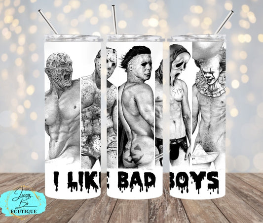 Black & White I Like Bad Boys Tumbler