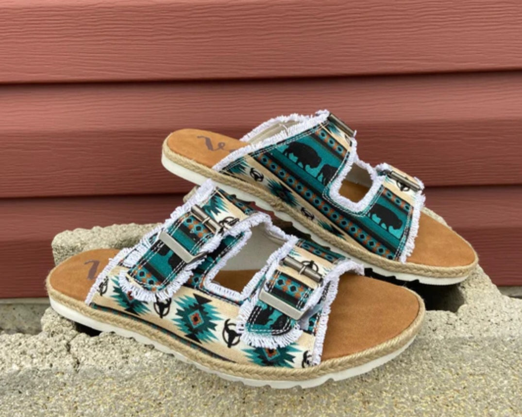 Very G Leni Sandals with Aztec Print