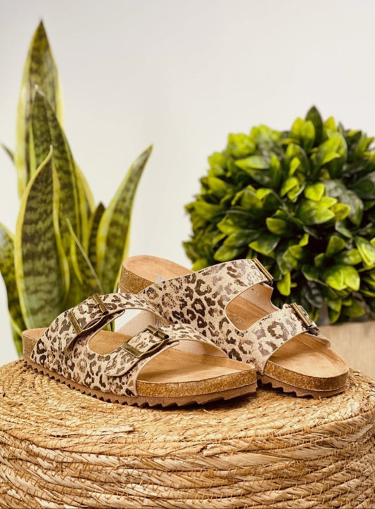 Very G Aries Taupe Sandals with Leopard Print