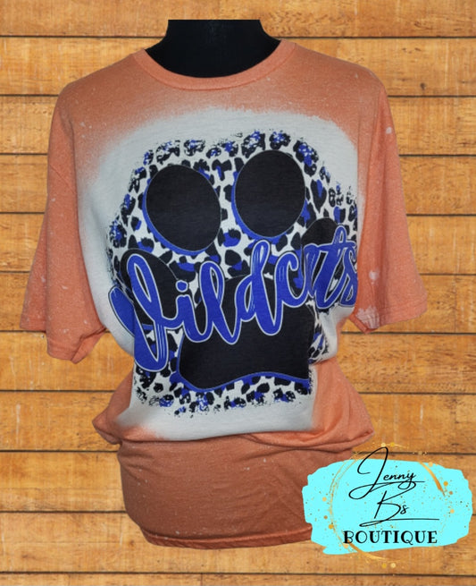 Blue Leopard Wildcat Bleached T-Shirt