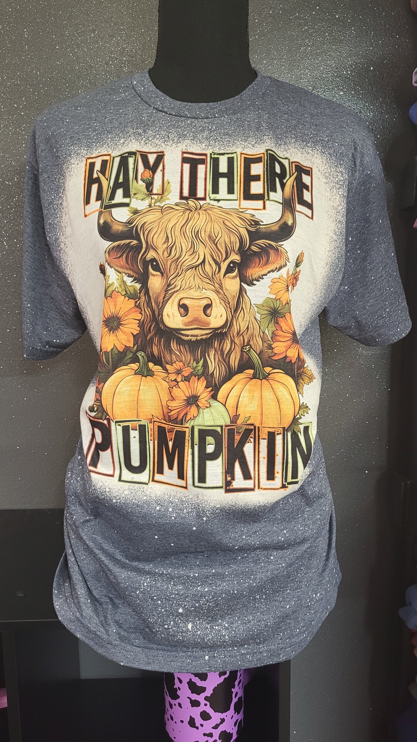 Gray Hay There Pumpkin Bleached T-Shirt