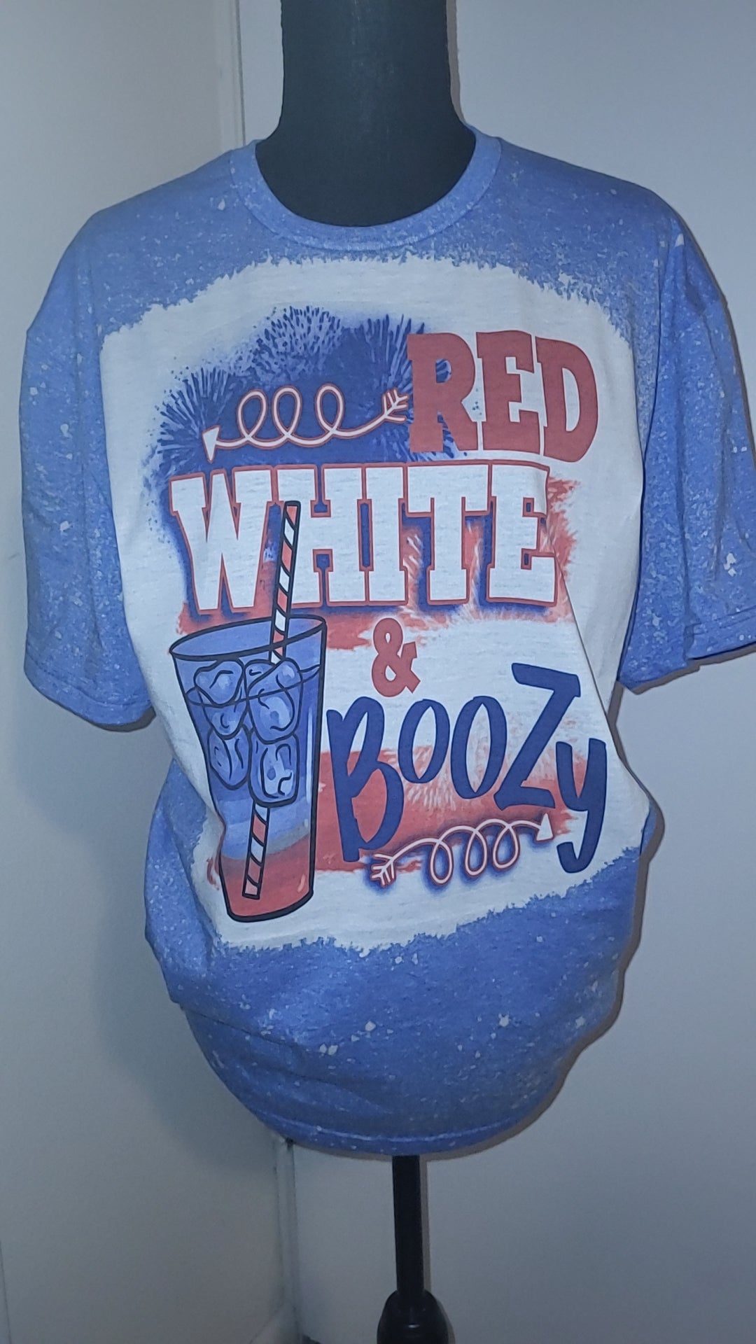 Red White and Boozy Bleached T-Shirt