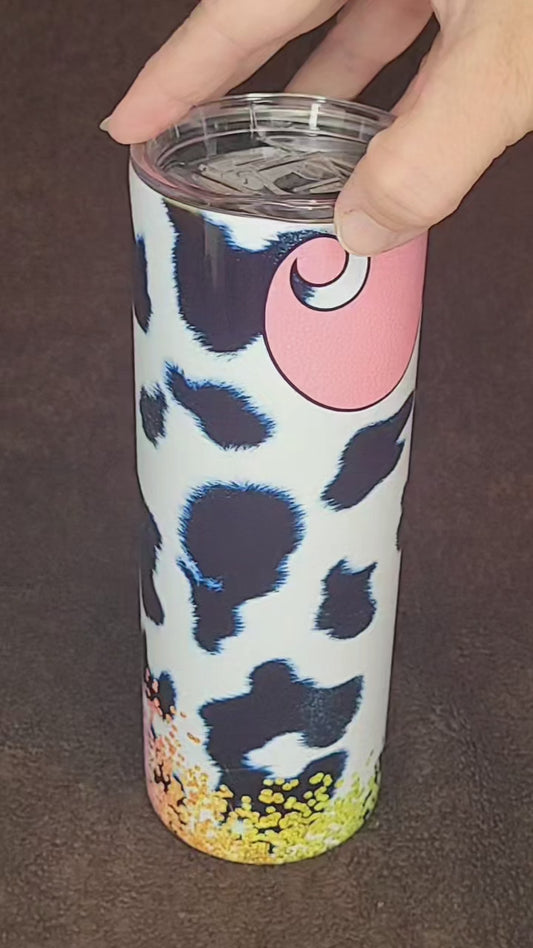 Pink Carhart Cow Tumbler