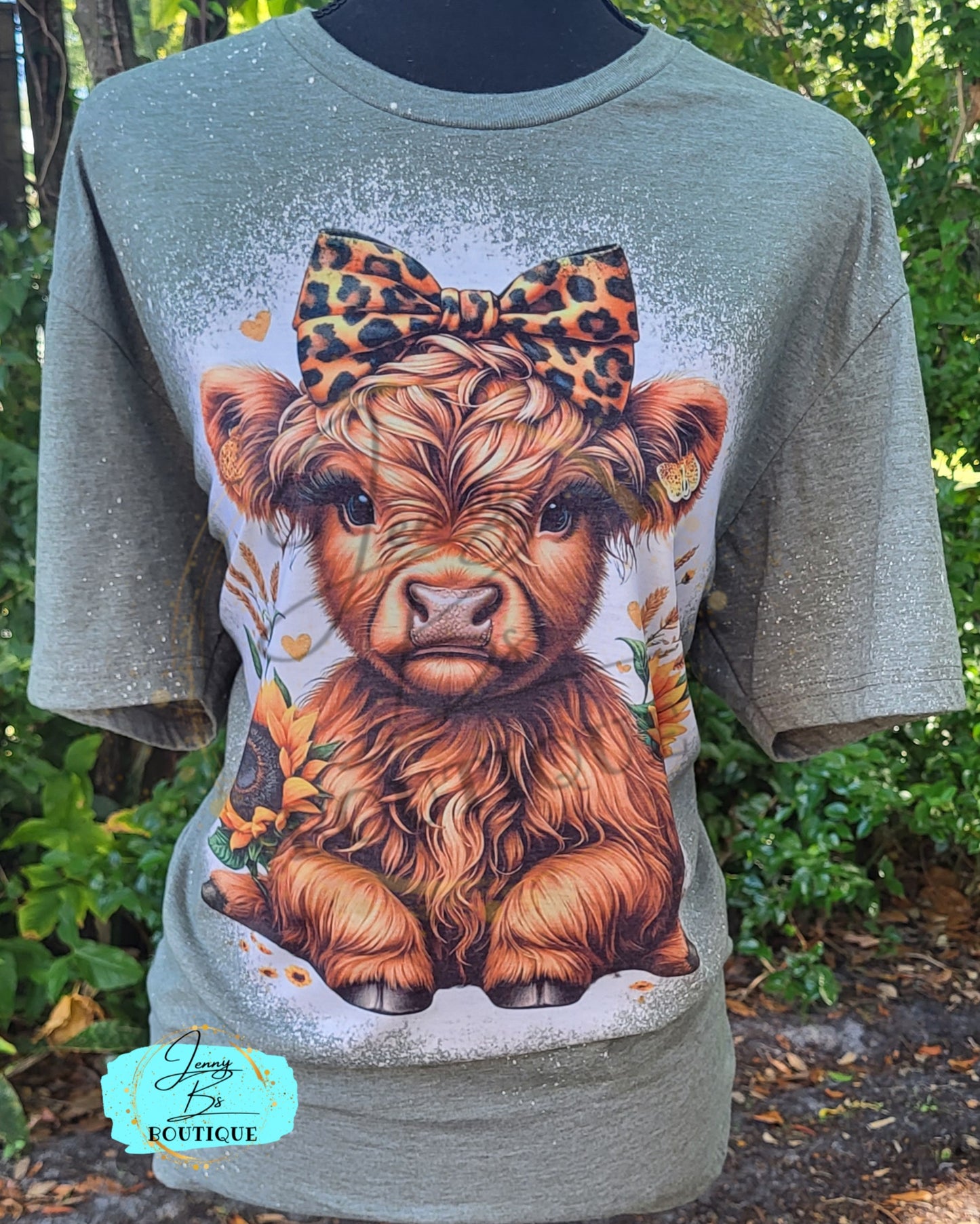 Leopard Baby Cow With Sunflowers Tee