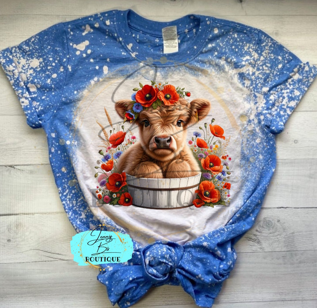 Red Floral Baby Cow Tee