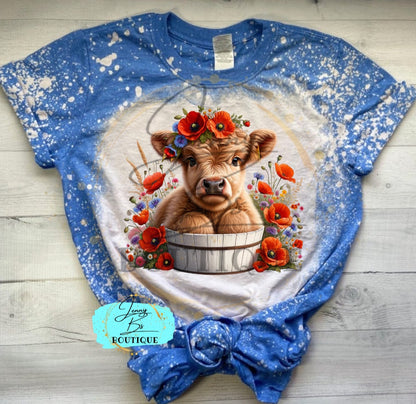 Red Floral Baby Cow Tee