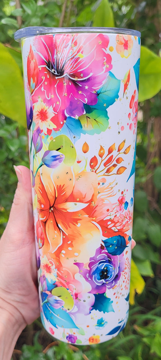 Peach Floral Vibrant Tumbler