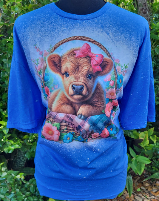 Baby Cow In Basket Floral Tee