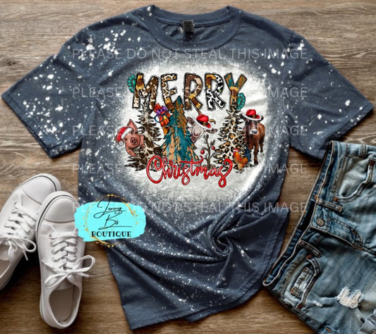 Farm Merry Christmas Tee