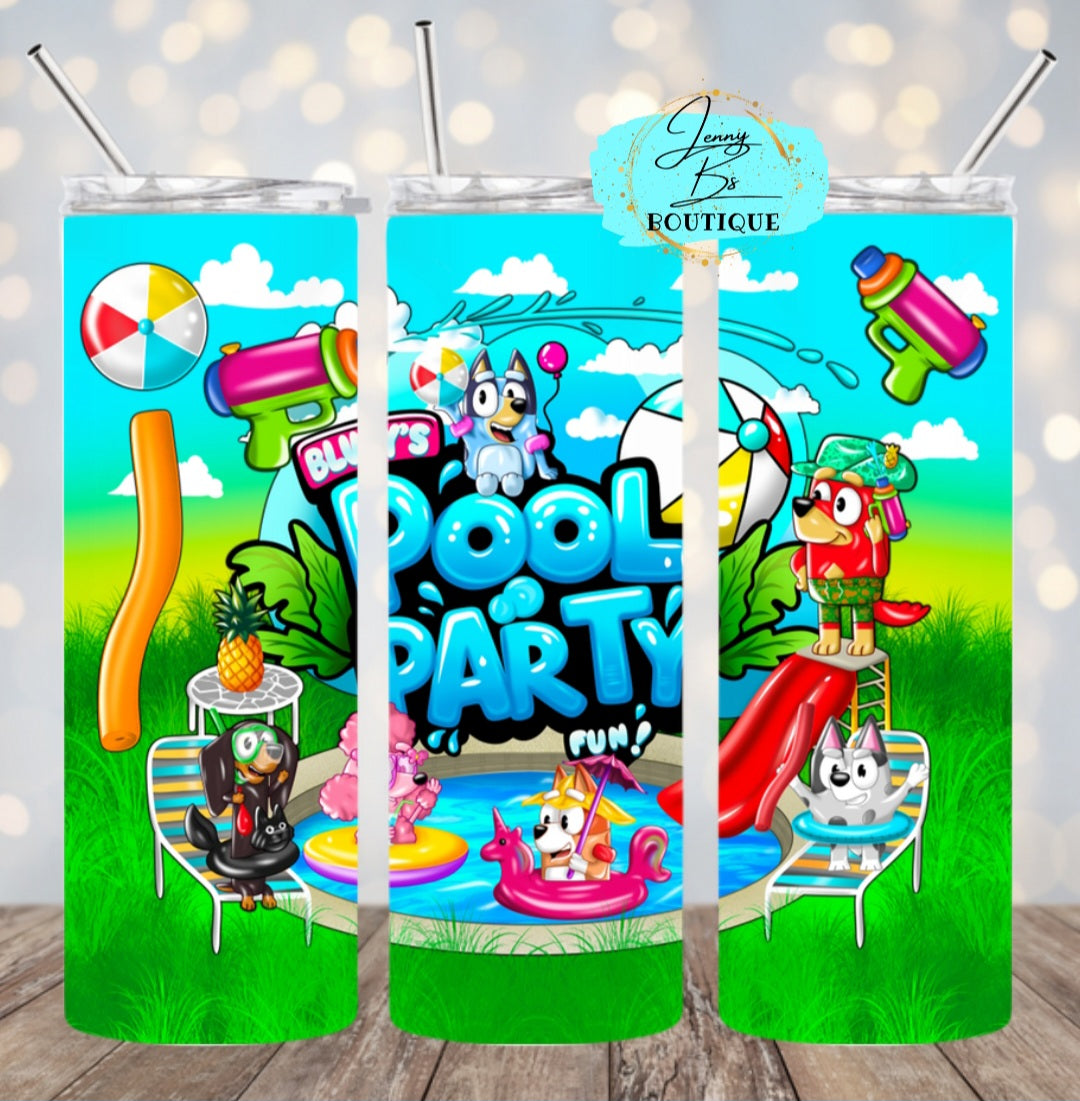 Pool Party Blue Dog Tumbler