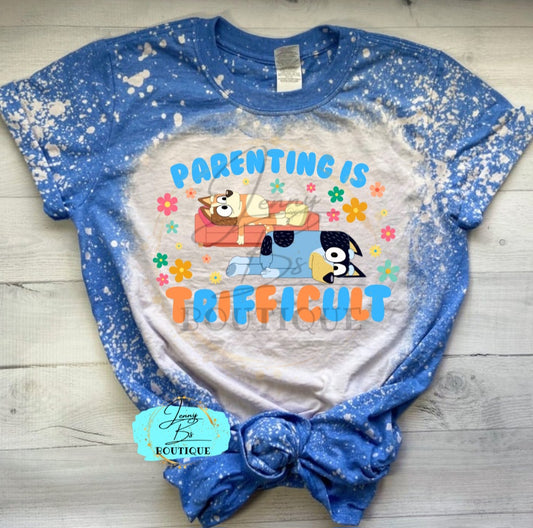 Parenting Is Trifficult Blue Dog Tee