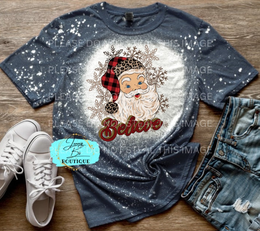 Gold Santa Believe Tee