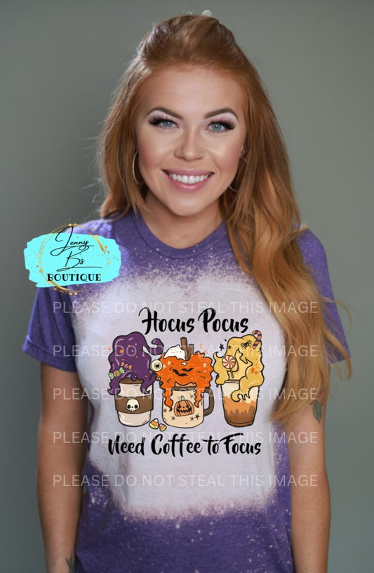 Hocus Pocus Need Coffee Bleached T-Shirt