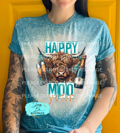 Happy Moo Year Bleached Tee