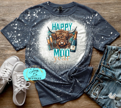 Happy Moo Year Bleached Tee