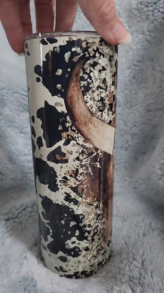 Leopard Lace Cow Skull Tumbler