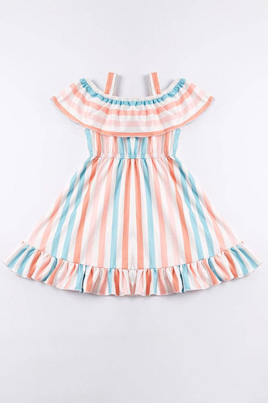 Stripe ruffle girl dress