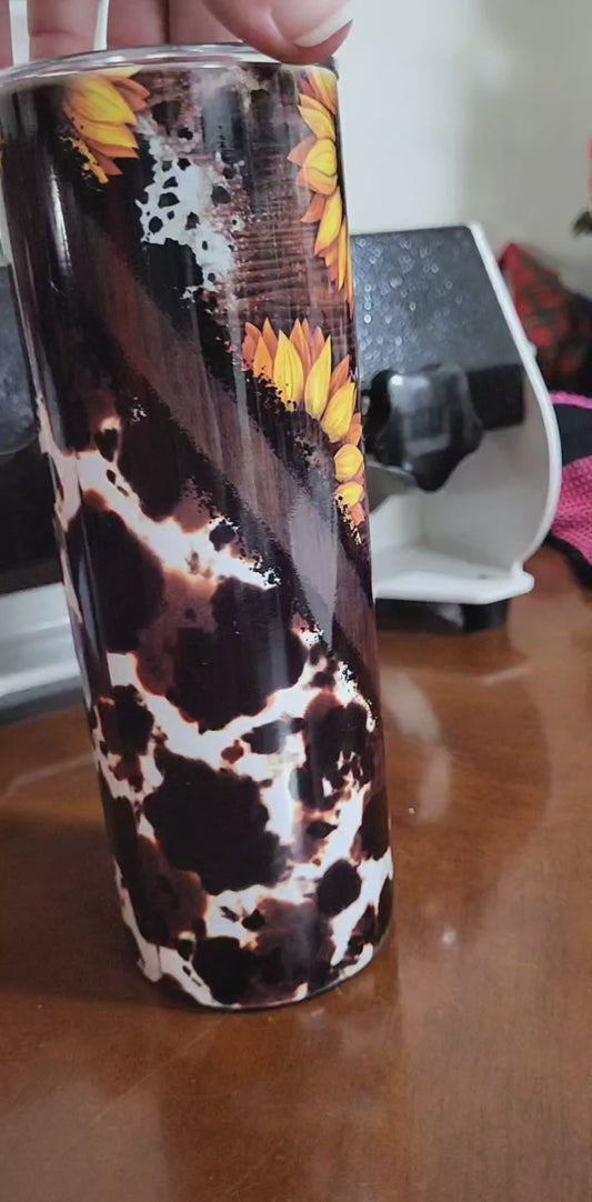 Sunflower Cowhide Tumbler