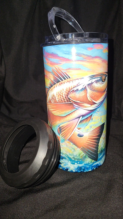 Watercolor Fish Koozie Cup