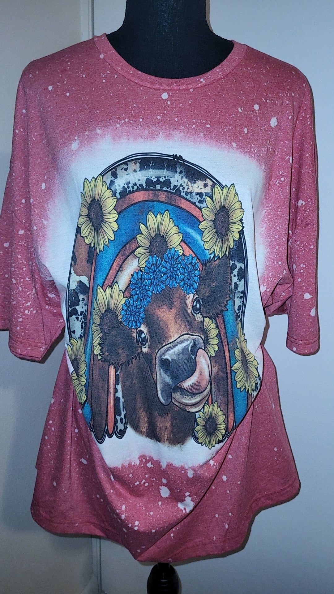 Rainbow Cow Bleached T-Shirt