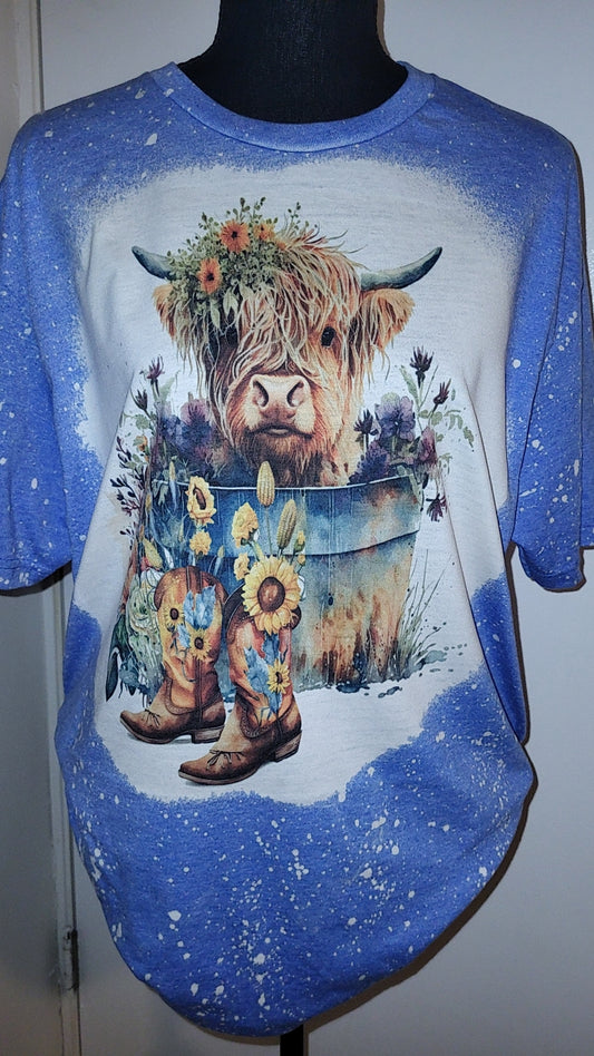 Highland Cow Bleached T-Shirt