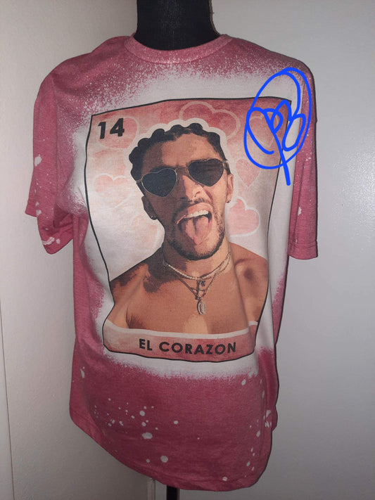 Bad Bunny El Corazon Bleached T-Shirt